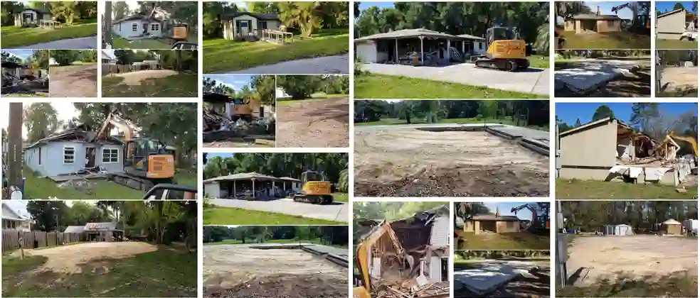 Collection of completed residential demolition work by Citrus Demolition
